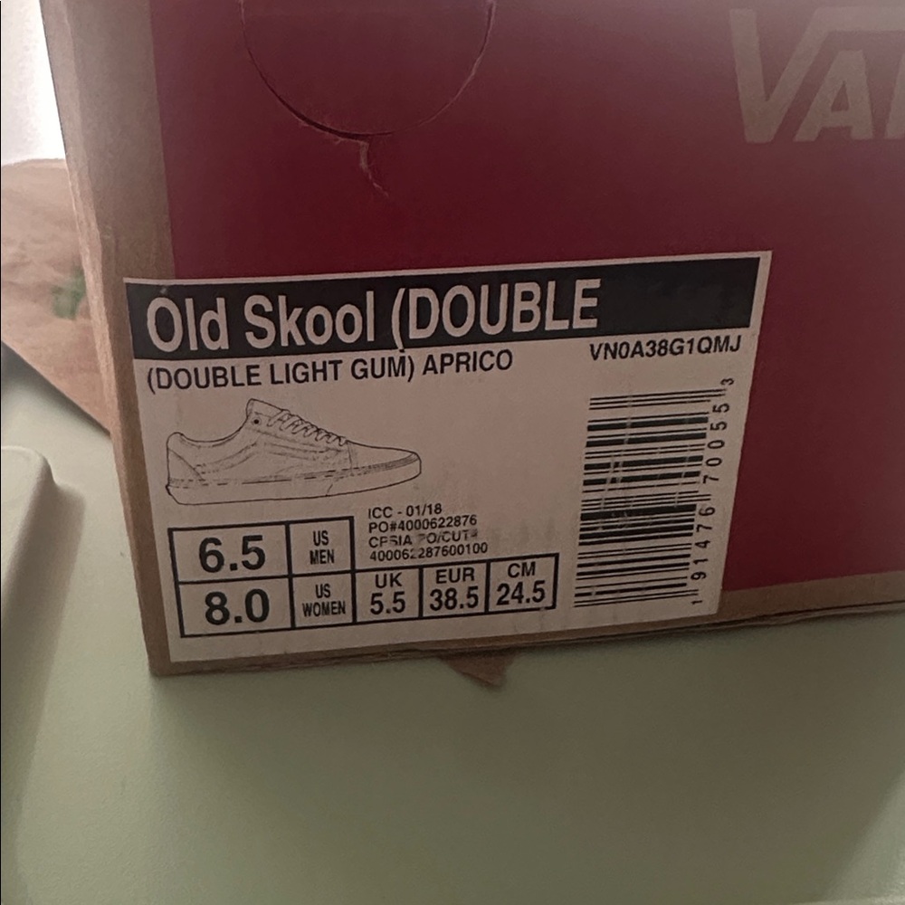 VANS Old Skool Double Light Gum Sneakers SIZE 8 Casual Peach Feminine Everyday - Picture 2 of 7
